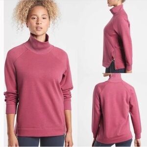 EUC ATHLETA Cozy Karma Side Zip Funnel Neck Sweatshirt Top Victorian Berry Small